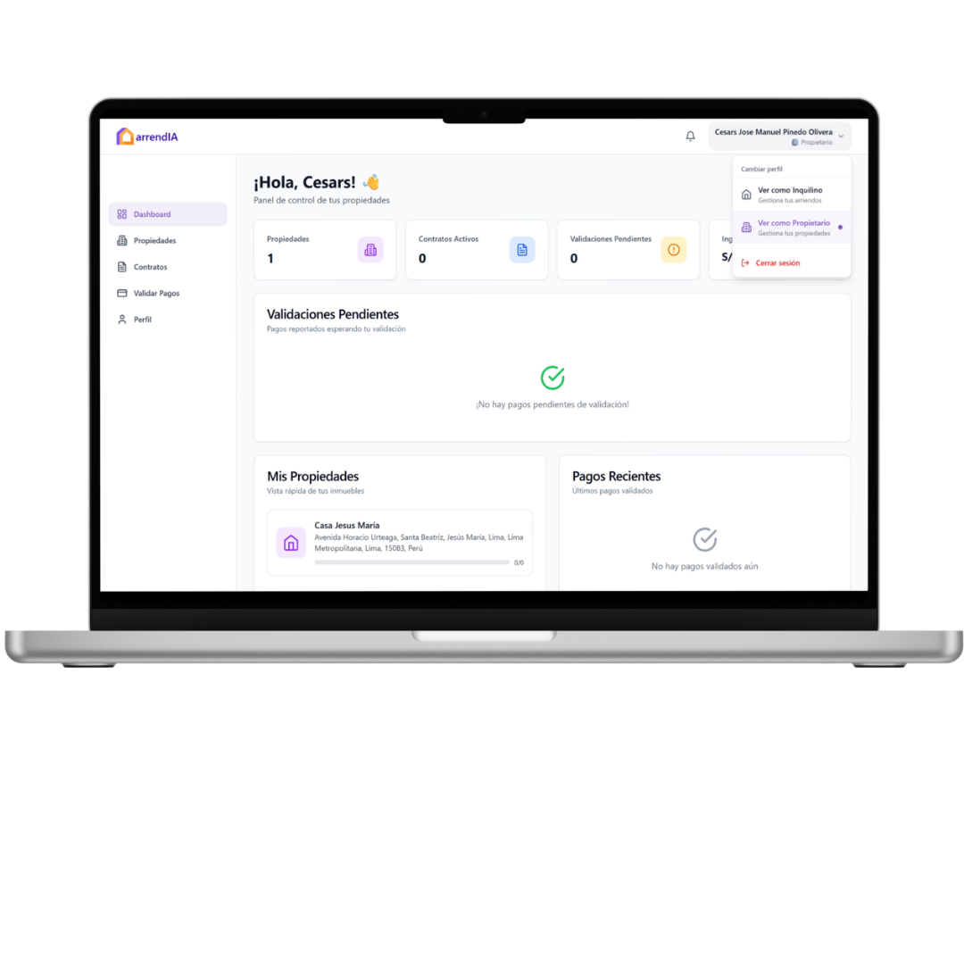 ArrendIA WebApp en MacBook